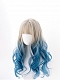 Evahair Grey to Blue Ombre Long Wavy Synthetic Wig with Bangs