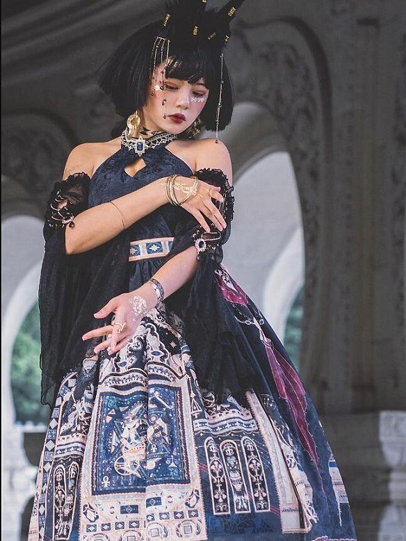 Evahair Egyptian Anubis style black lolita dress