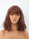 Cute Reddish Brown Shoulder Length Wavy Bob Synthetic Wig with Bangs