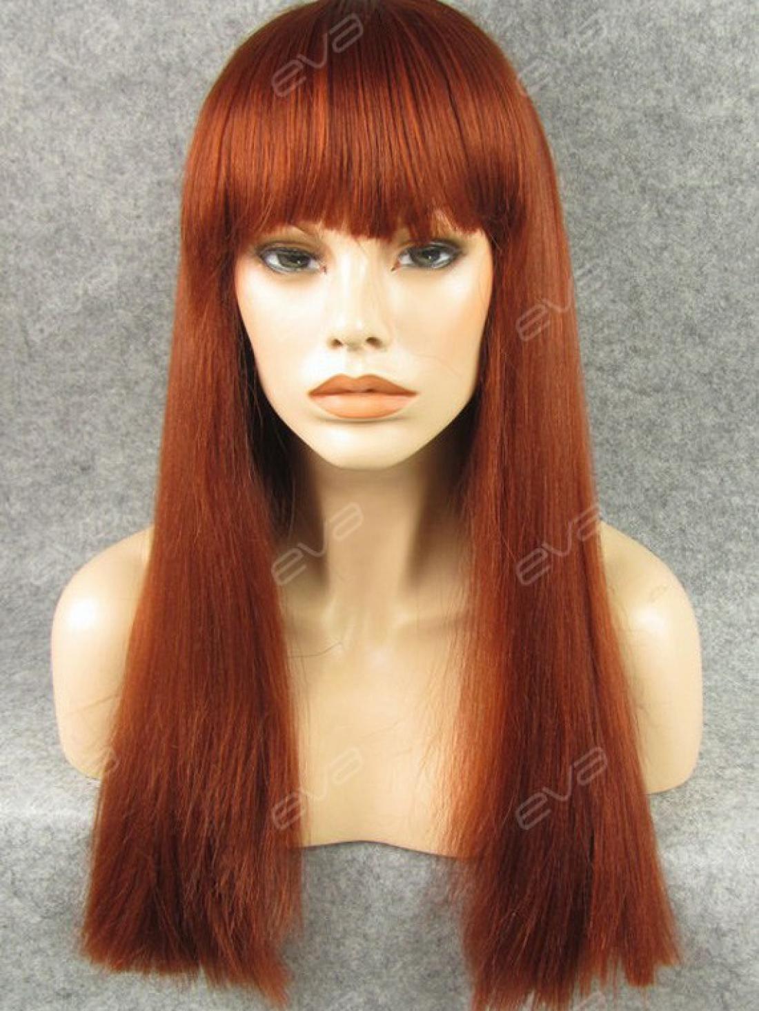 red hair wigs with bangs