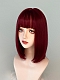 Evahair 2021 New Style Red Wine Color Shoulder Length Straight Synthetic Wig with Bangs