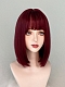 Evahair 2021 New Style Red Wine Color Shoulder Length Straight Synthetic Wig with Bangs
