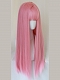 Evahair 2021 New Style Pink Long Straight Synthetic Wig with Bangs