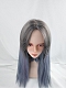 Evahair Grey to Haze Blue Ombre Long Straight Synthetic Wig