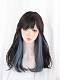 Evahair 2021 New Style Brown and Blue Mixed Color Long Wavy Synthetic Wig with Bangs