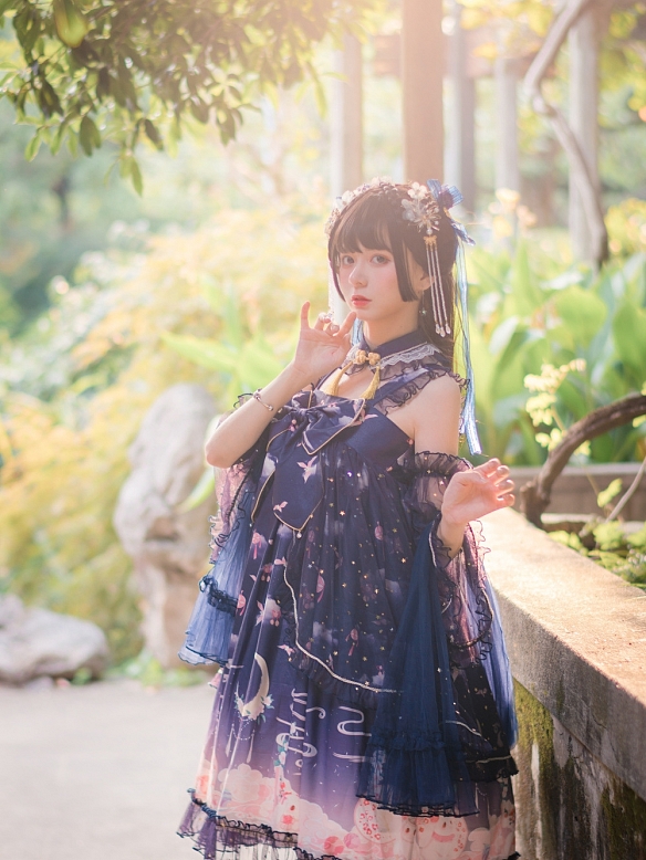 Evahair the Jade Hare -- the moon printed lolita dress