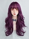 Evahair 2021 New Style Deep Purple Long Wavy Synthetic Wig with Bangs