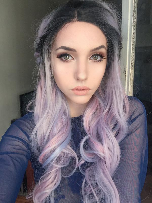 Unicorn Lavender Purple Mixed Pink Synthetic Lace Front Wig - All ...