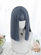 Evahair Blue Shoulder Length Straight Synthetic Wig with Bangs