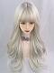 Evahair 2021 New Style Blonde and White Mixed Color Long Wavy Synthetic Wig with Bangs