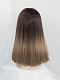 Evahair 2021 New Style Blackish Brown to Blonde Ombre Medium Straight Synthetic Wig with Bangs