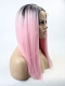 Pink T-color Medium Length Straight Synthetic Lace Front Wig 