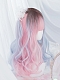 Evahair 2021 Lolita Half Blue and Half Pink Medium Wavy Synthetic Wig with Bangs