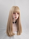 Evahair Blonde Long Straight Synthetic Wig with Bangs