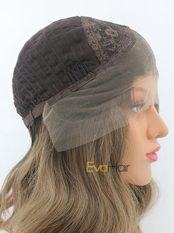 Ash Brown Shoulder Length Slight Wavy Synthetic Lace Front Wig