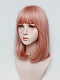 Evahair 2021 new Style Rose Pink Medium Straight Synthetic Wig with Bangs