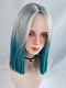 Evahair Silver to Bluish-Green Ombre Medium Straight Synthetic Wig