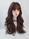 Evahair Natural Brown Long Wavy Synthetic Wig with Bangs