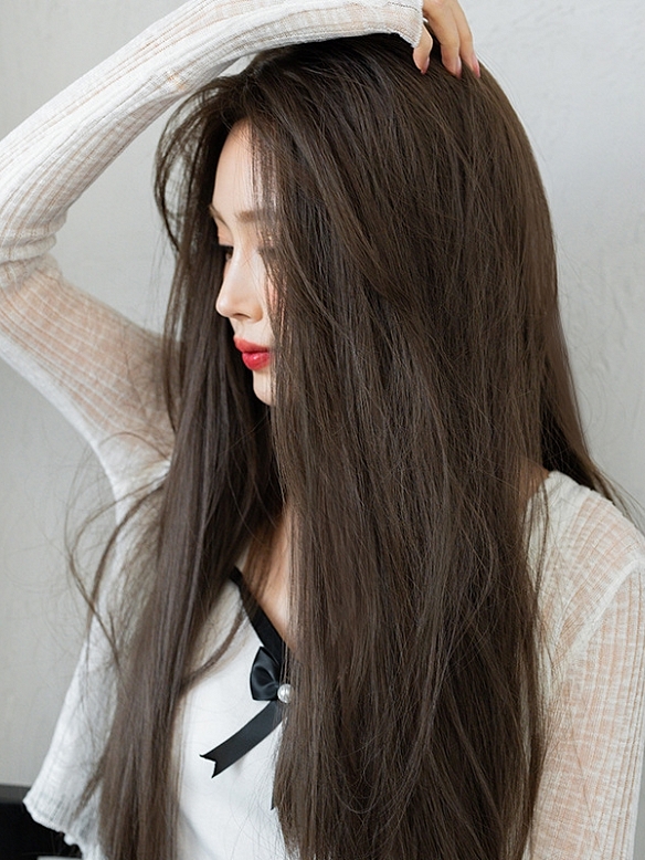 Evahair fashion Brown long straight hair T-lace wig