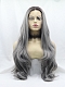  Fashion Grey Long Wavy Synthetic Lace Front Wig