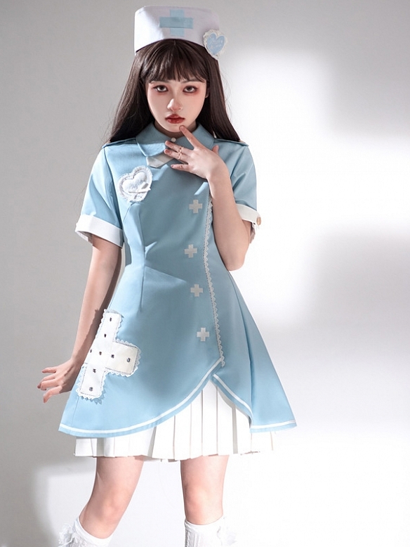 Evahair nurse style sky blue lolita dress