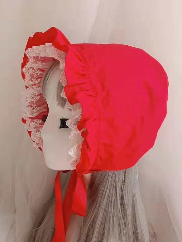 Lolita French cute vintage girl red hat