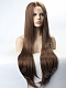 Natural Ash Brown Color Super Long Synthetic Lace Front Wig