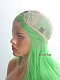 Evahair Green and Fore Pink Long Straight Synthetic Lace Front Wig 