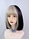 Evahair 2021 Special Offer Black and Blonde Mixed Color Short Straight Synthetic Wig with Bangs