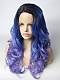 Fading Deep Purple Long Wavy Synthetic Lace Front Wig