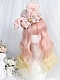 Evahair 2021 New Style Pink to Golden Ombre Long Wavy Synthetic Wig with Bangs