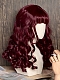 Evahair Red Wine Color Medium Length Wavy Synthetic Wig with Bangs