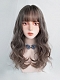 Evahair 2021 New Style Grayish Pink Long Wavy Synthetic Wig with Bangs