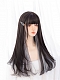 Evahair Silver and Dark Brown Long Straight Synthetic Wig with Bangs