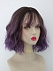 Rouge Mix Purple Wavy Bob Synthetic Capless Wigs with Wispy Bangs