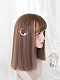 Evahair Cute Brown and Purple Mixed Color Medium Straight Synthetic Wig with Bangs
