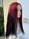 Evahair 2022 New Style Red to Black Ombre Long Straight Synthetic Lace Front Wig