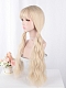 Evahair 2022 New Style Cream Blonde Long Wavy Synthetic Wig with Bangs