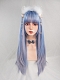 Evahair Blue and Grey Mixed Color Long Straight Synthetic Wig with Bangs