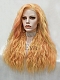 Evahair Multicolored Orange Long Wavy Synthetic Lace Front Wig 