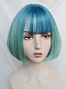 Evahair 2021 New Style Teal Green Bob Straight Synthetic Wig with Bangs