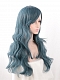 Evahair Haze Blue Long Wavy Synthetic Wig with Side Bangs