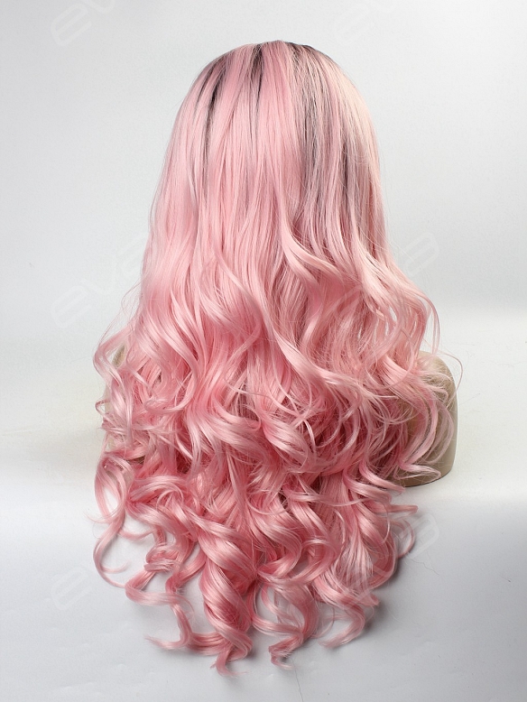 2016 Hot Instagram Color Ombre Pastel Pink Synthetic Lace Front Wig