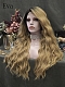 Evahair Blonde Long Wavy Synthetic Lace Front Wig With Black Root