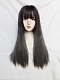 Evahair 2021 New Style Brownish Black to Silvery Grey Long Straight Synthetic Wig with Bangs