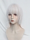 Evahair 2021 New Style Silvery White Shoulder Length Straight Synthetic Wig with Bangs