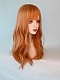 Evahair 2021 New Style Light Orange Medium Wavy Synthetic Wig with Bangs