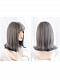 Evahair Grey and Blue Mixed Color Medium Length Straight Synthetic Wig with Bangs
