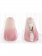 Evahair Sweet Peach Pink Ombre Long Straight Synthetic Wig with Bangs