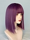 Evahair 2021 New Style Purple Short Straight Synthetic Wig with Bangs and Layered Hime Cut